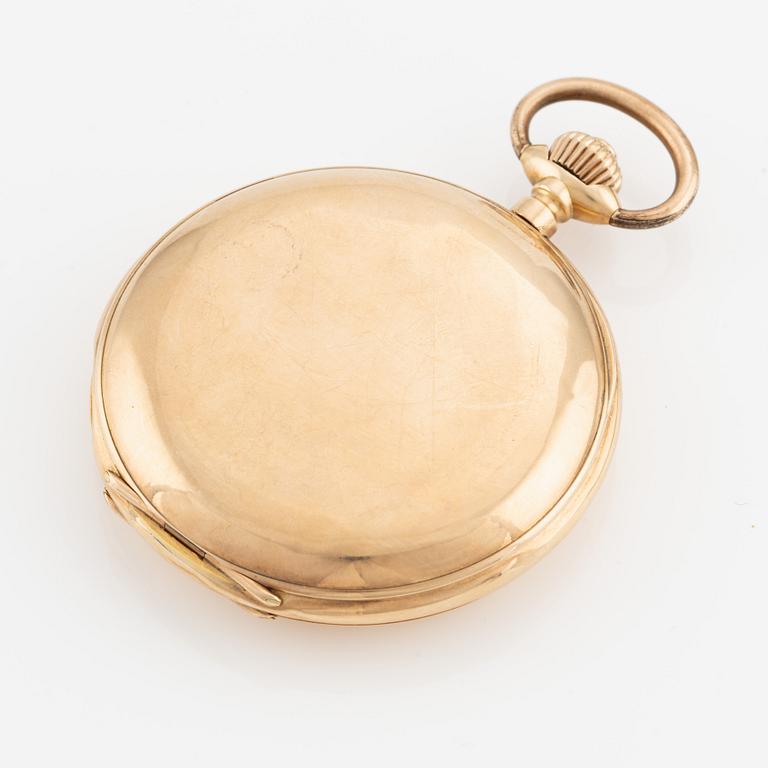 Pocket watch, hunter case, 14K gold, 60.5 mm.