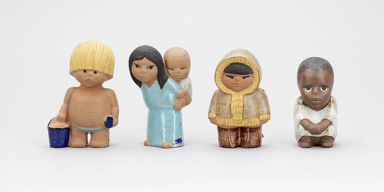 FIGURINER, 4st, stengods, Lisa Larson, Gustavsberg.