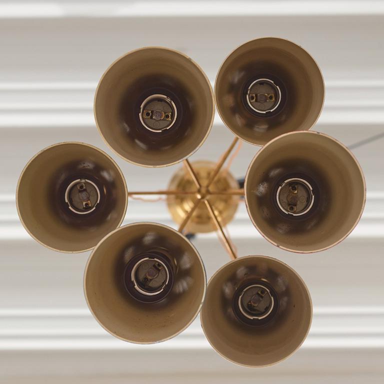 Hans Bergström, a rare ceiling lamp model "154/6", ateljé Lyktan, Åhus 1950s.