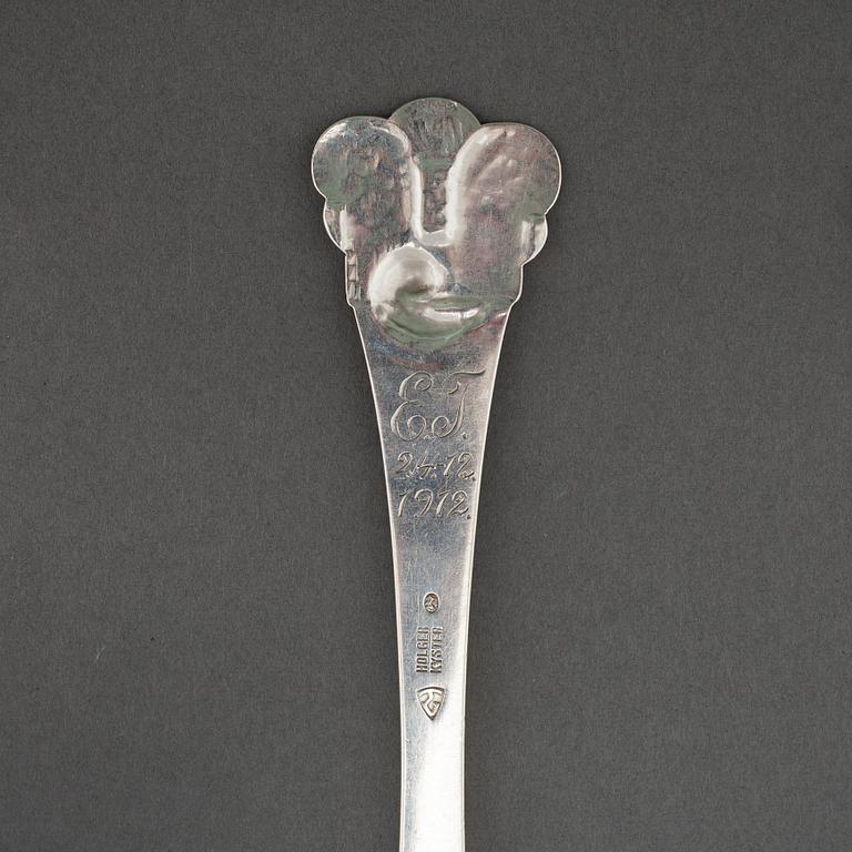 a silver fork and spoon for Holger Kyster in Denmark, 1910s.