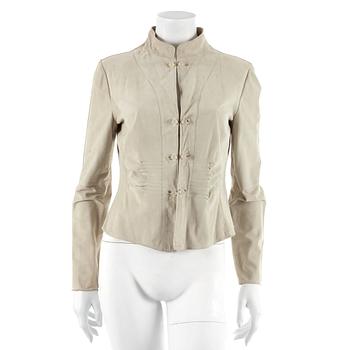 342. ARMANI, a beige suede jacket. Italian size 44.