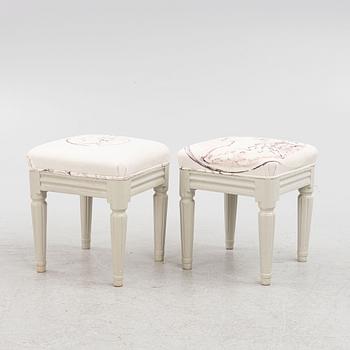 A pair of Gustavian stools, late 18th century.