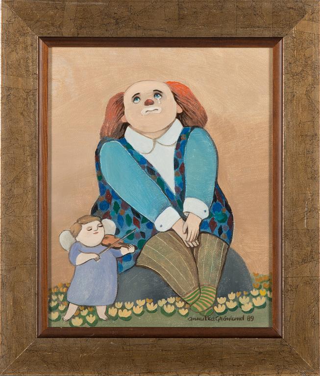 Annukka Grönlund, oil on board, signed and dated-89.