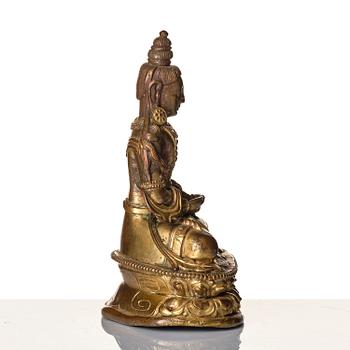 A gilt copper alloy figure of Amitayus, Tibeto-Chinese/Mongolia, 18th century.