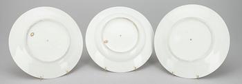 A SET OF THREE PLATES, Two plates and one soup plate.