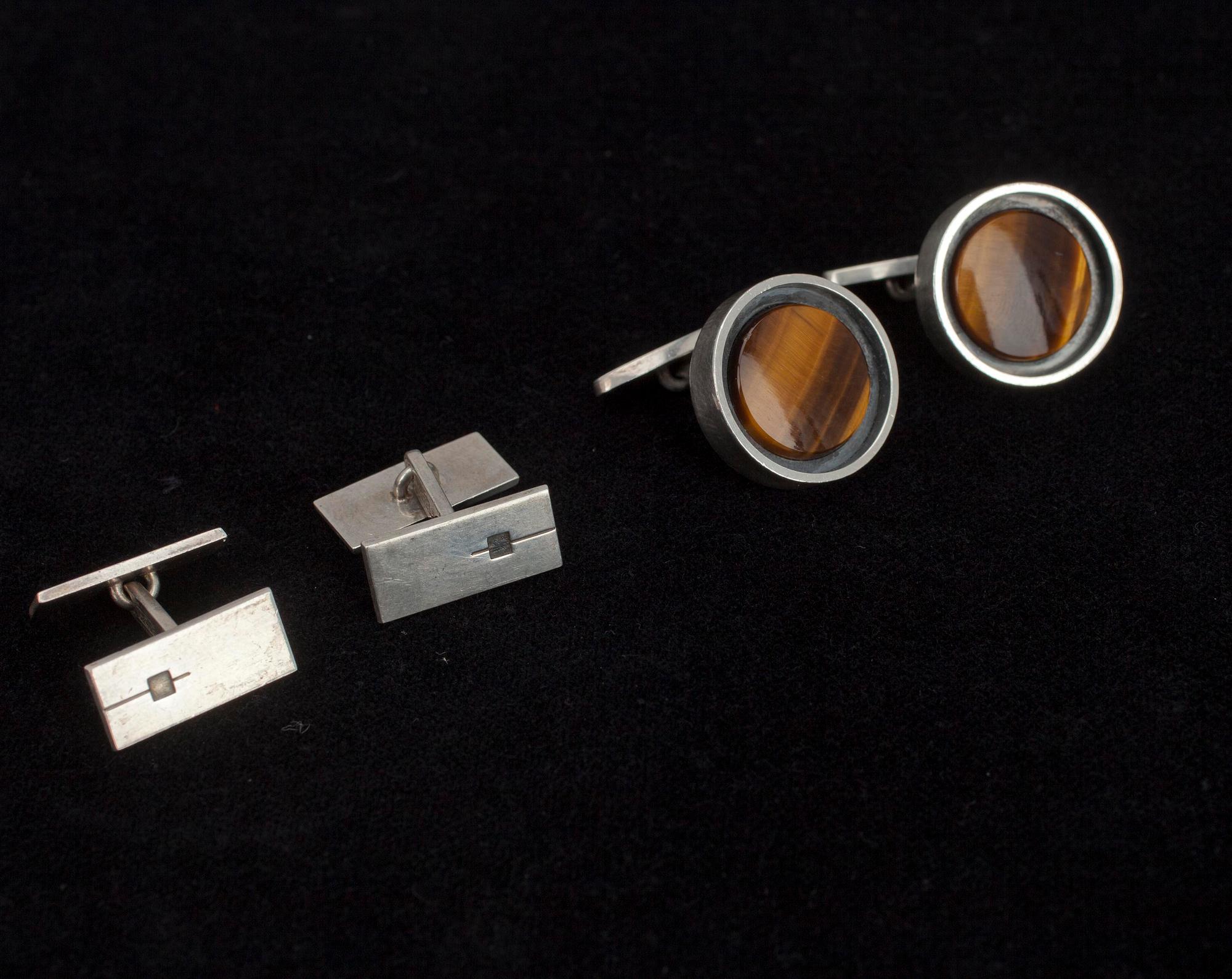 MANCHETTKNAPPAR, silver, tigeröga, Kupittaan Kulta, Elis Kauppi, Åbo 1962, 1966.