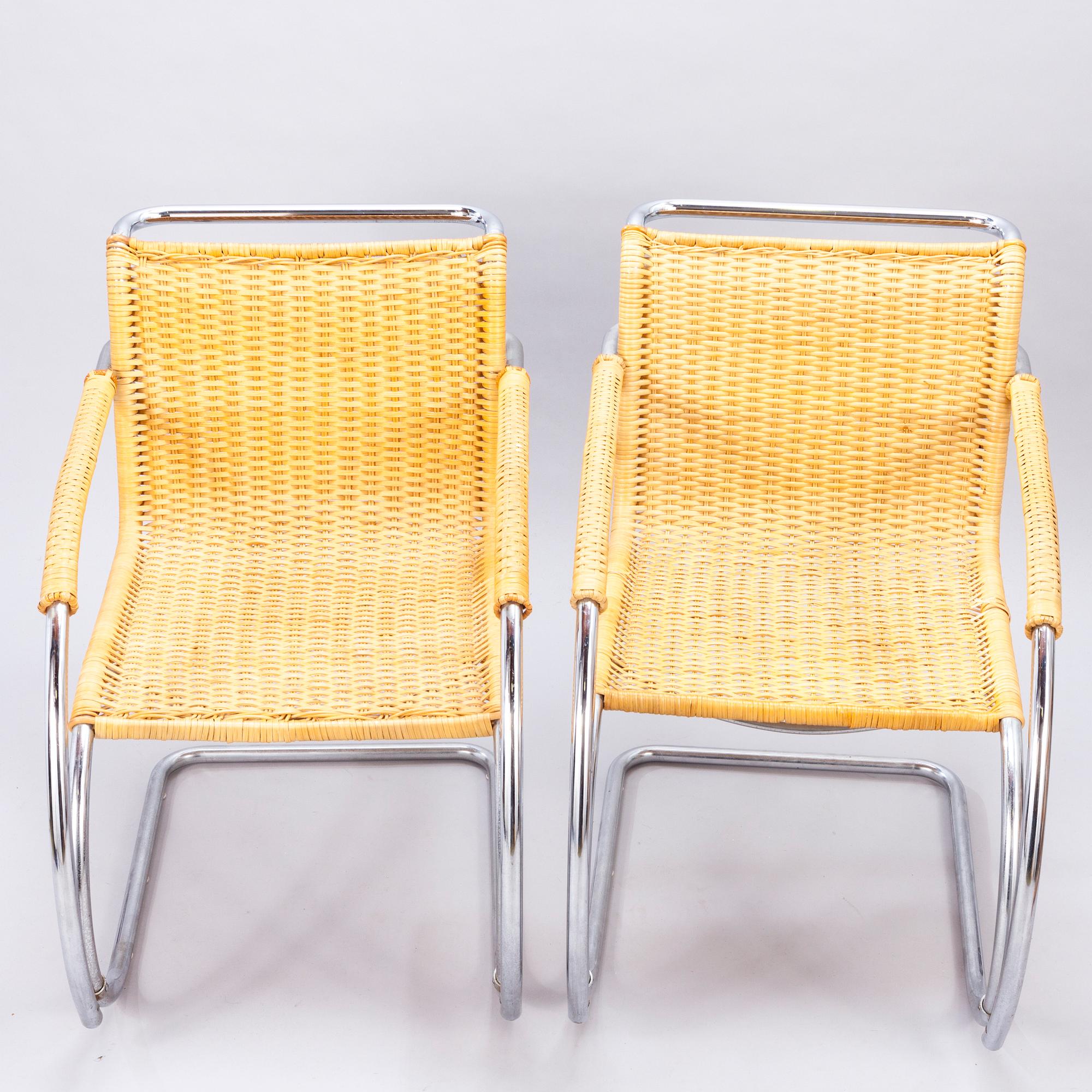 LUDWIG MIES VAN DER ROHE, fåtöljer, ett par, modell MR 20", 1960-talets slut.