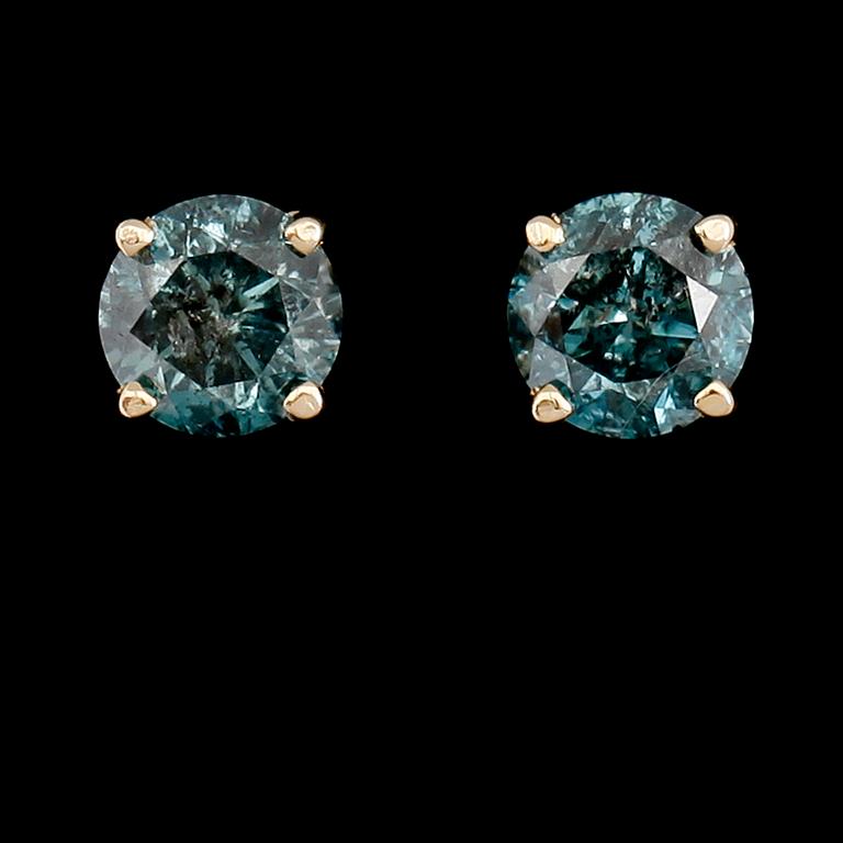 ÖRHÄNGEN, 1 par, 14 k guld, solitära briljantslipade diamanter tot ca 1.58 ct.