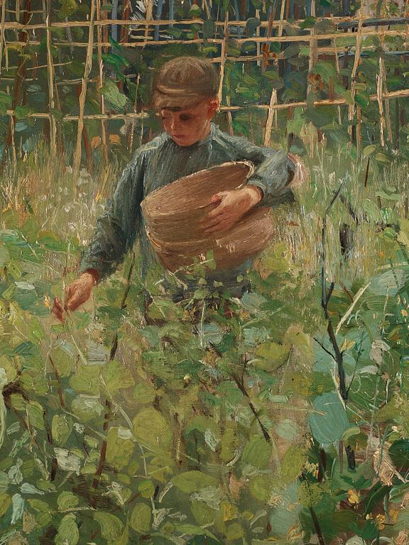 Gerda Roosval-Kallstenius, Harvesting in the kitchen garden.