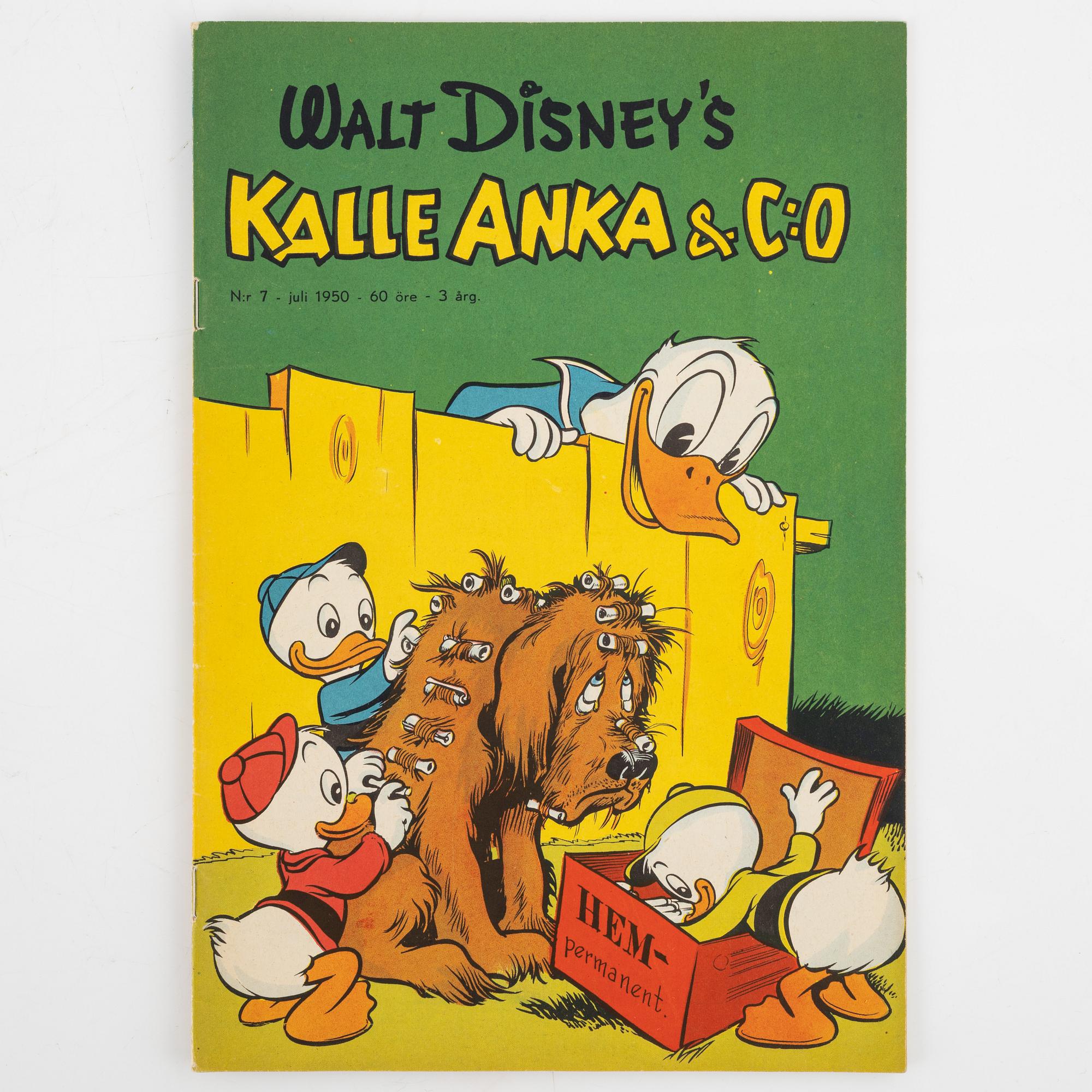 Serietidningar, "Kalle Anka & Co", 14 st, komplett årgång 1950.