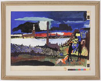 Stig (Slas) Claesson · STIG CLAESSON (SLAS), gouache på papper, signerad.