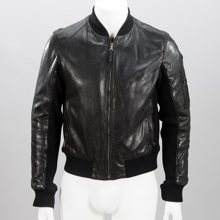 PRADA Mens Black Leather Jacket.