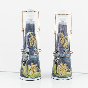 Berit Davidsson, bordslampor ett par, keramik, Laholm, 1900talets andra hälft.