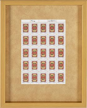 Jan Håfström, offset, frimärksark, signerat och numrerat 24/100.