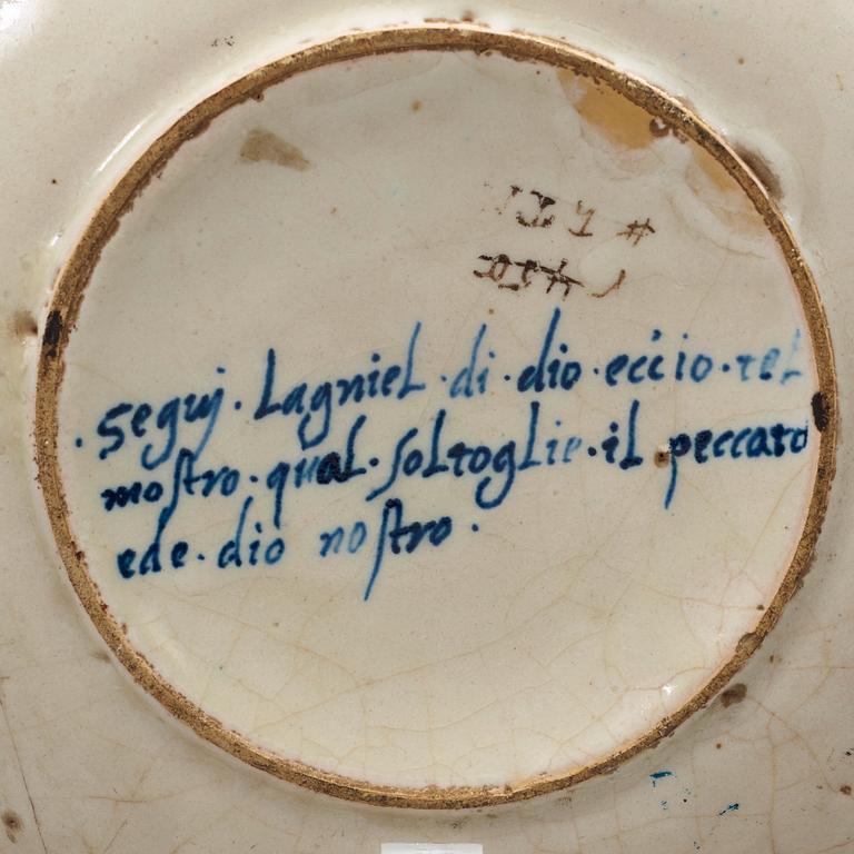 A Maiolica dish, probably Urbino 16th/17th Century.