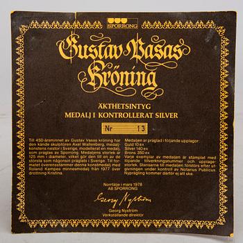 Medal, Gustav Vasa Coronation 450 years 1978, c 686g.