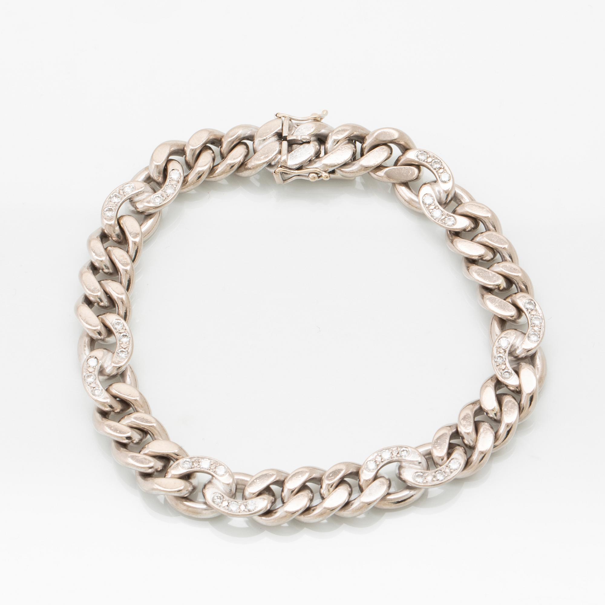Armband pansarlänk 18K vitguld och briljanter ca 0,72 ct Hellströms guld 2003.