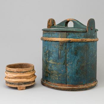 two wooden barrels from the late 19th century.