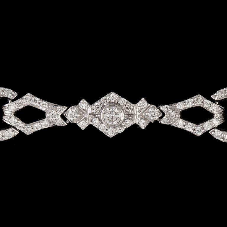 COLLIER, briljantslipade diamanter, tot. 14.50 ct.