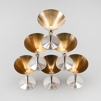 COCKTAILGLAS, 6 st, silver, Ceson och K&EC, Göteborg, 1972 och 1975. Vikt ca 329 g.