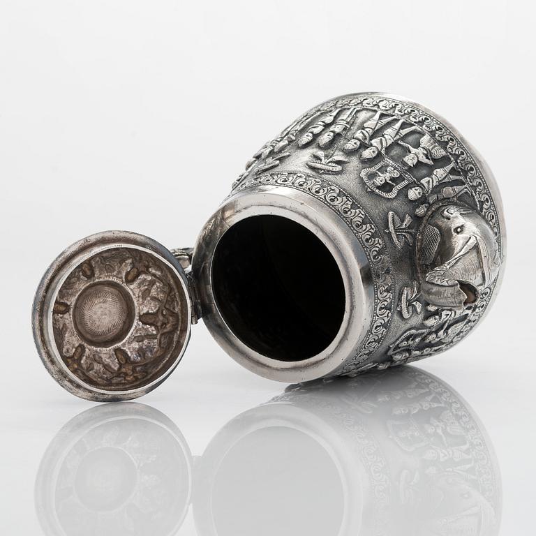 An Indian silver teapot.