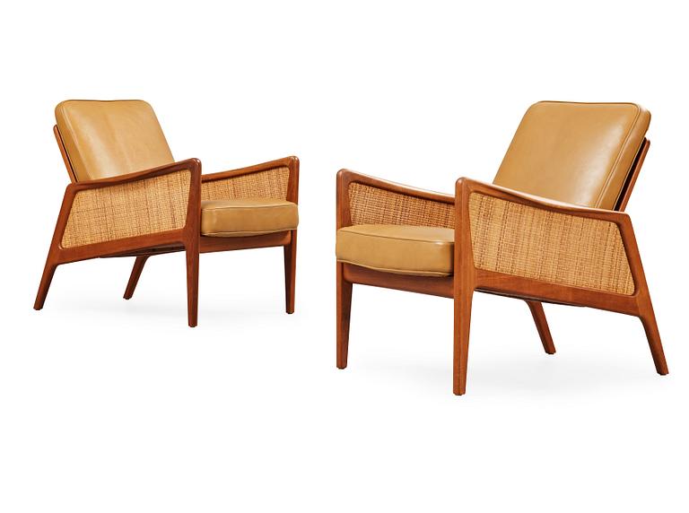 A pair of Peter Hvidt & Orla Mølgaard Nielsen 'FD-51' teak easy chairs, France & Daverkosen, Denmark 1950's.