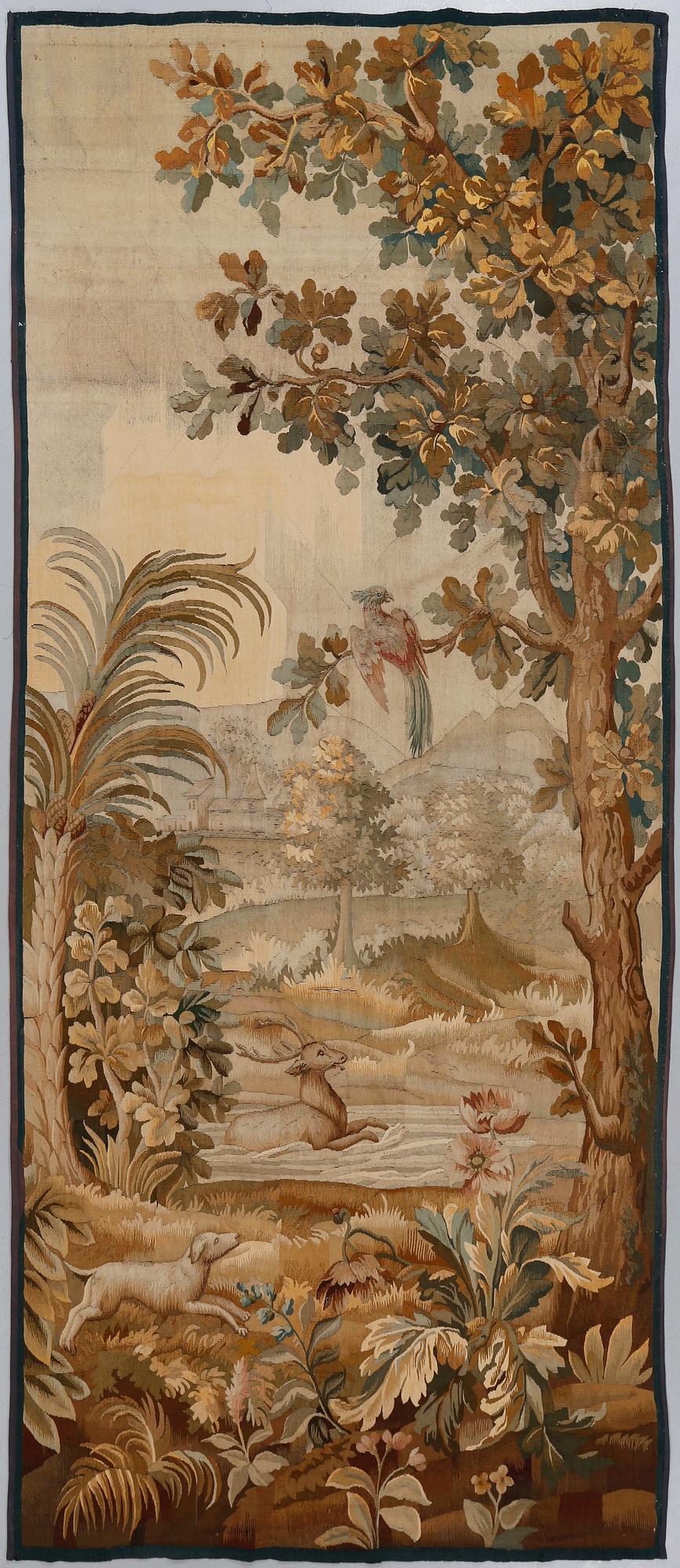 VÄVD TAPET, troligen Frankrike, omkring sekelskiftet 1800/1900, etikettmärkt, 306 x 136 cm.