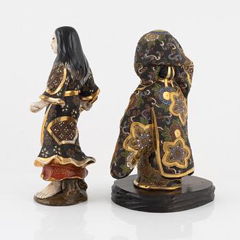A pair of Japanese porcelain figurines, 20th century,