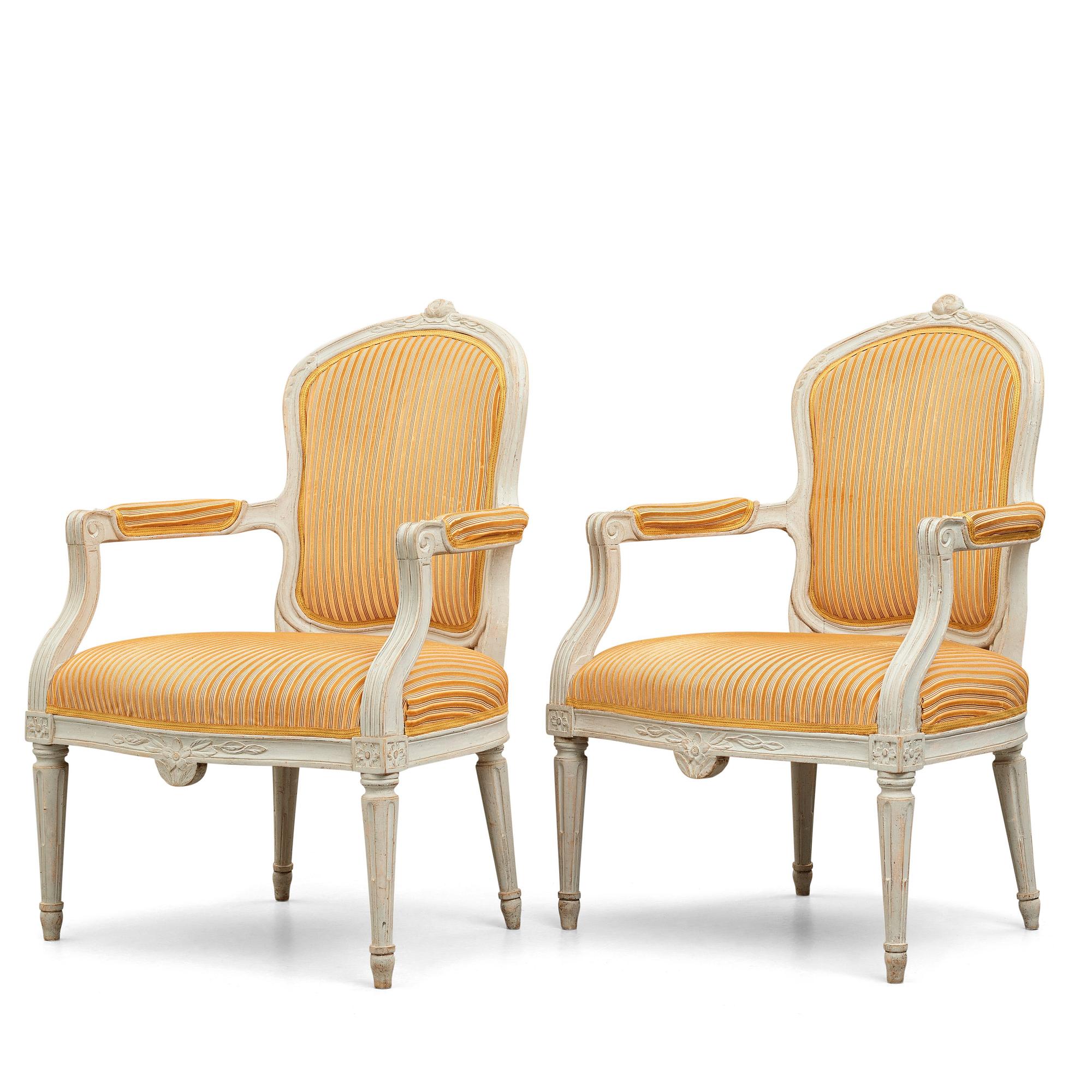 A pair of Gustavian 1770/80's armchairs.