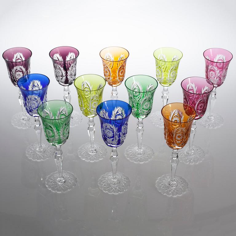 A set of 12 wine glasses from 20th century Germany.