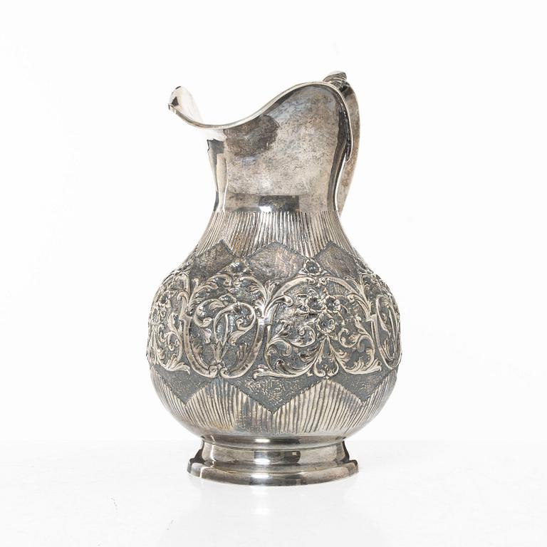 A silver jug, Middle East, mid 20th century.