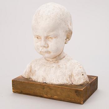 a plaster sculpture, signed and dated.