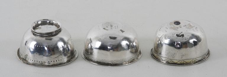 TUMLARE, 3 st, silver, bl a Nyköping och Eskilstuna 17/1800-tal.