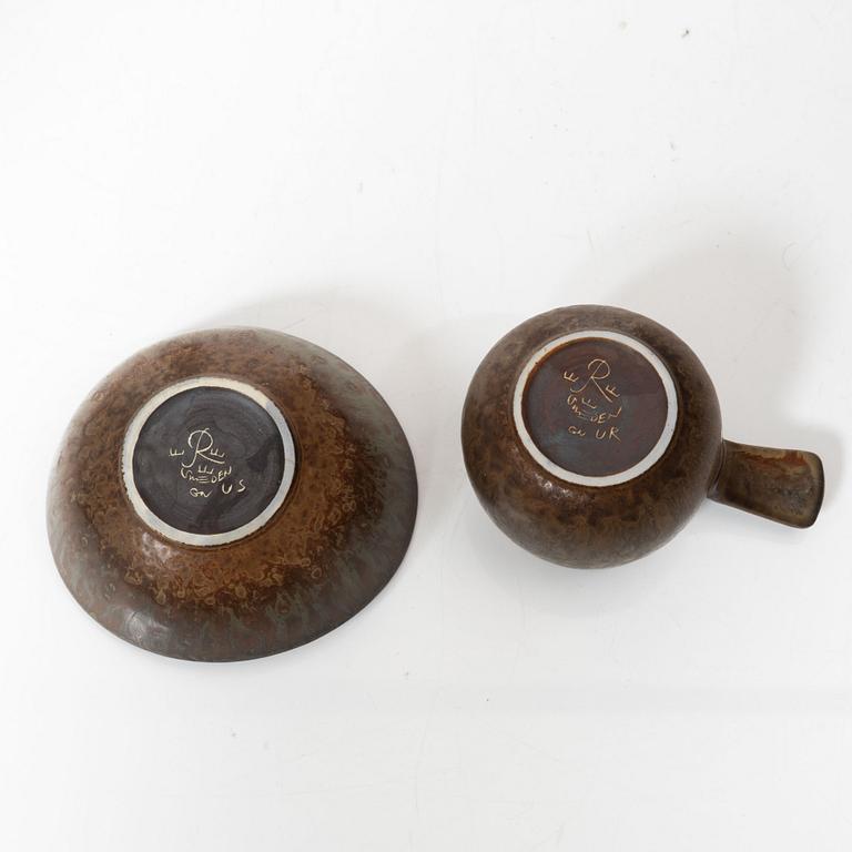 Gunnar Nylund, a stoneware vase, a bowl and a creamer, Rörstrand.