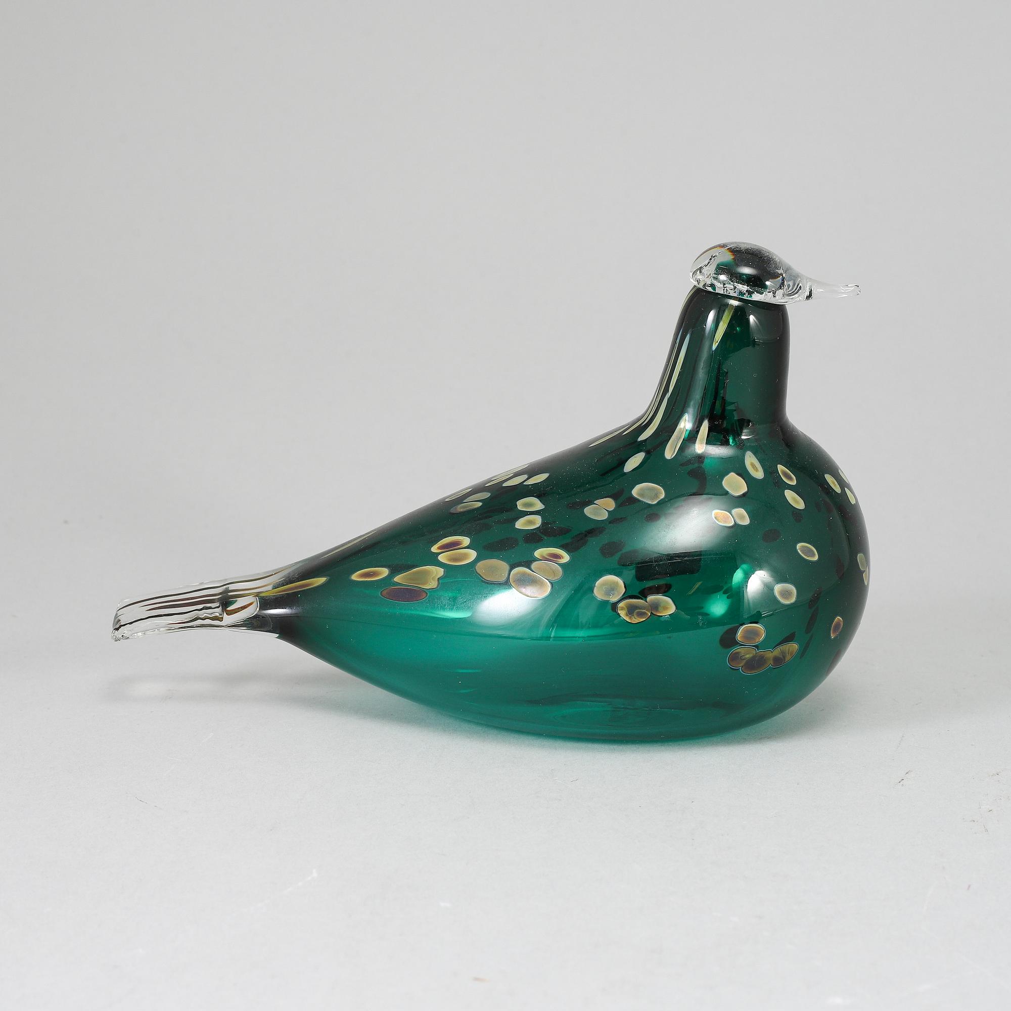 OIVA TOIKKA, glasfågel, Pekkasiini Green (Pekkasiini Vihreä) 1993–1994. Signerad O. Toikka Nuutajärvi.