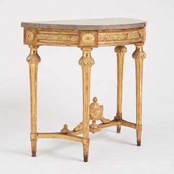 A Gustavian carved giltwood console table, late 18th century.