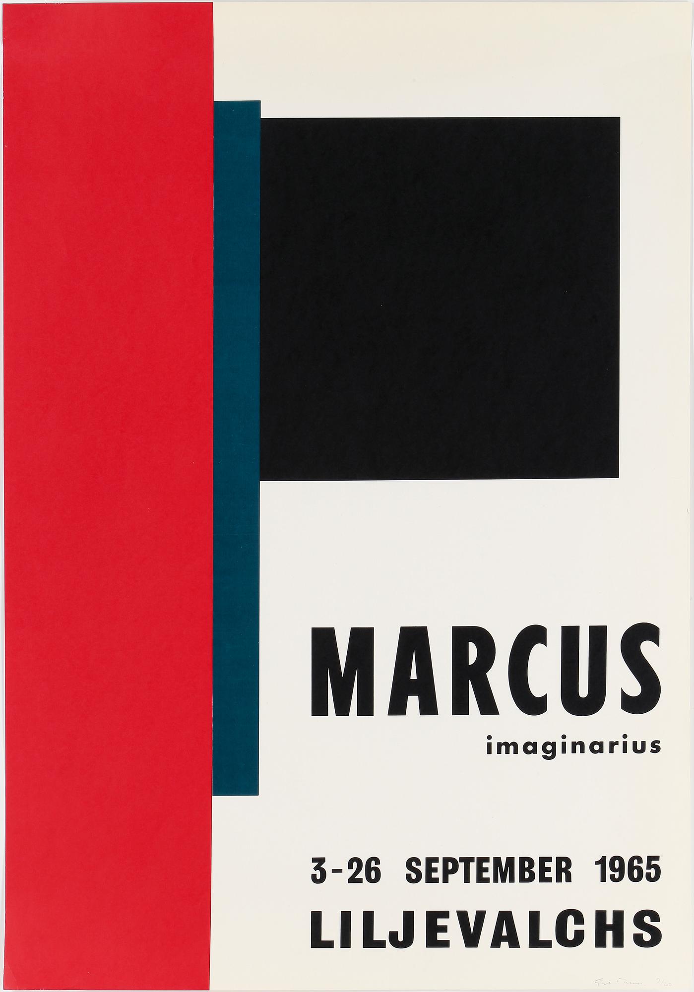 GERT MARCUS, utställningsaffisch, "Imaginarius", Liljevalchs, 1965, signerad och numrerad 9/20.
