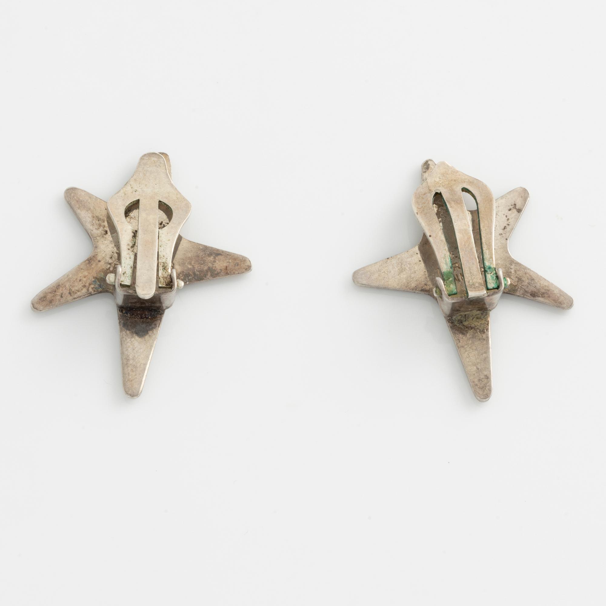Collier and earrings, Meka and Volmer Bahner silver and blue enamel, Denmark.