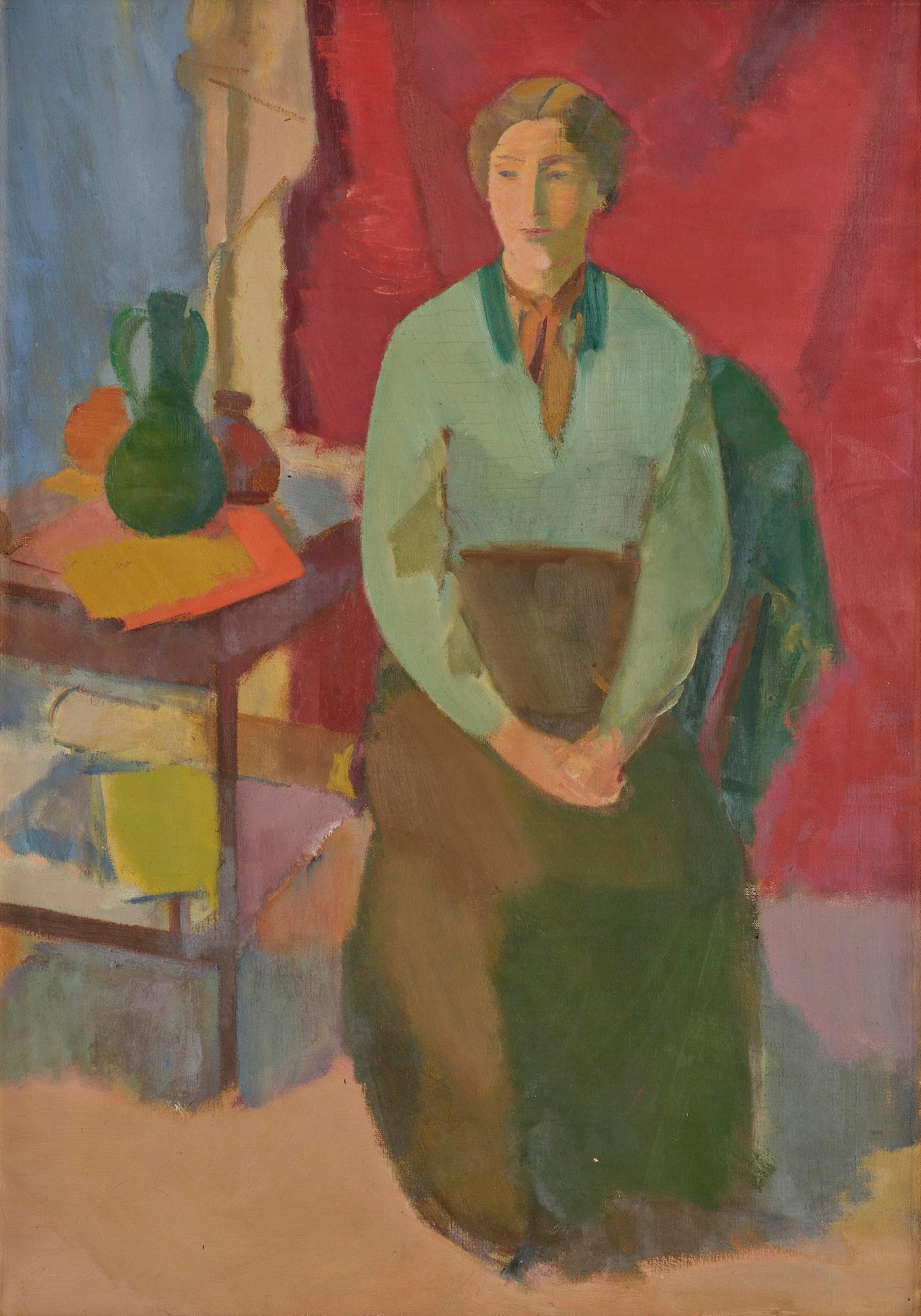Karl Isakson, Seated woman in a green blouse.