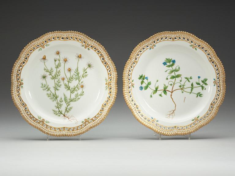 Four Royal Copenhagen 'Flora Danica' dishes, Denmark, 20th Century.