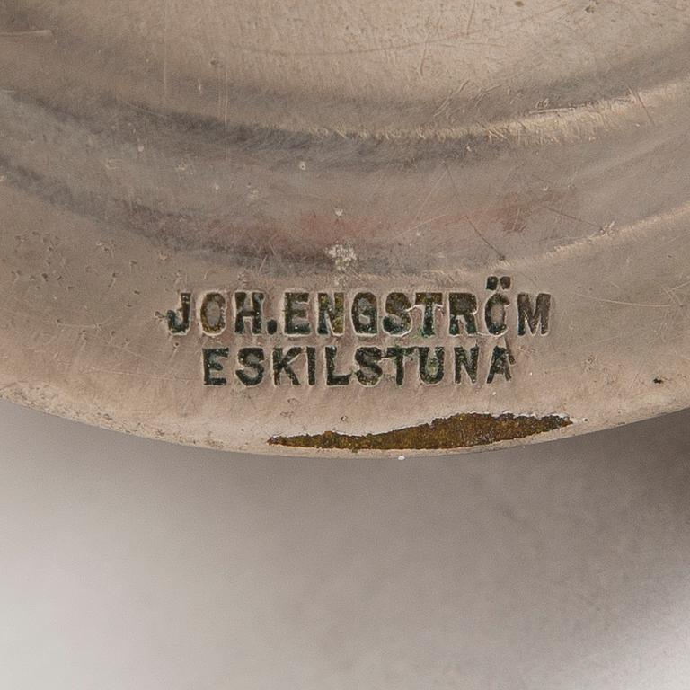 KAFFESERVIS, 3 DELAR, förnicklad mässing, Joh. Engström Eskilstuna, Sverige, tidigt 1900-tal.