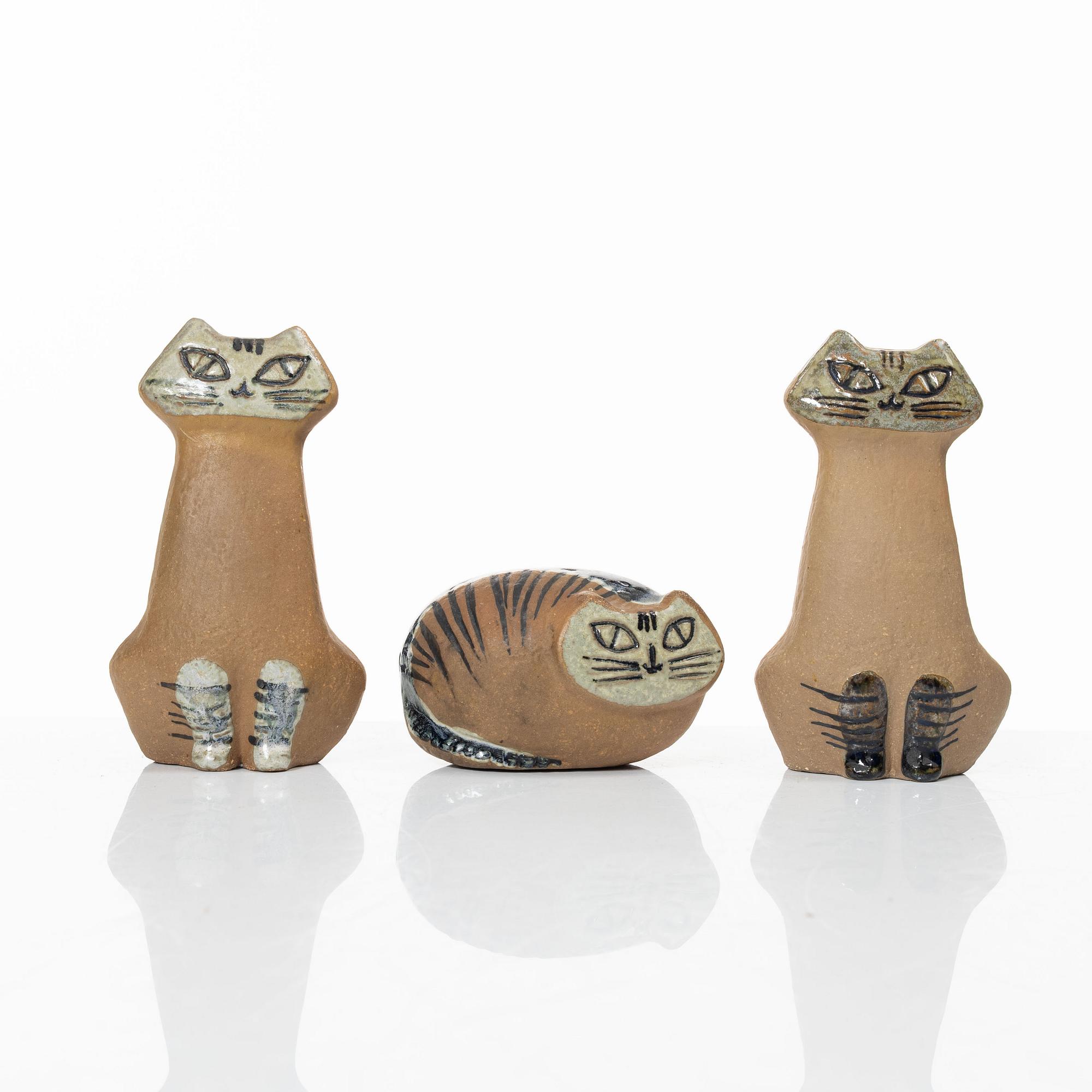 Lisa Larson, figuriner, 3 st, stengods, Gustavsberg.