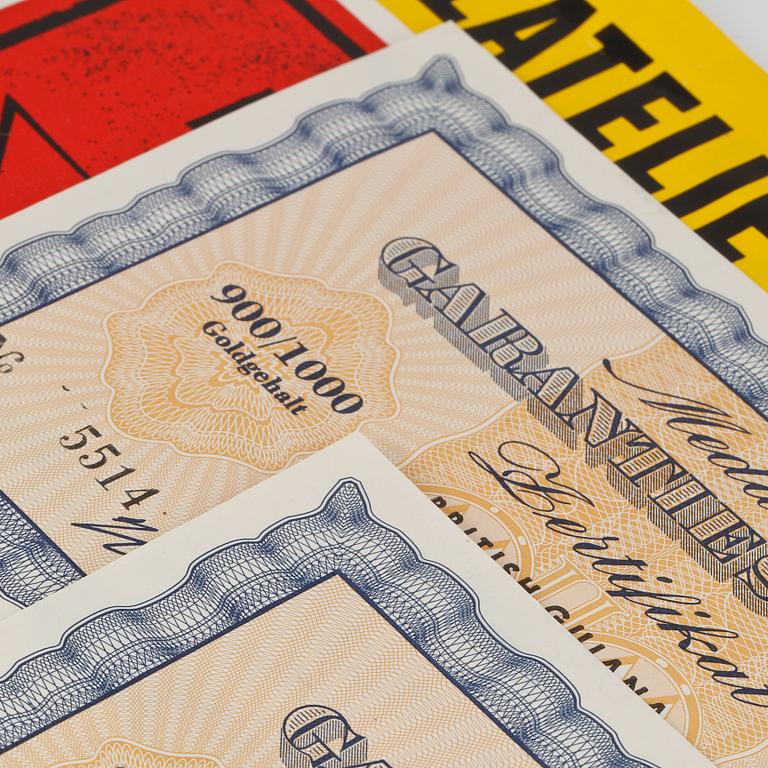 PLAKETTER, 2 st, guld, Tyskland, 1900-talets andra hälft, vikt 20 g.