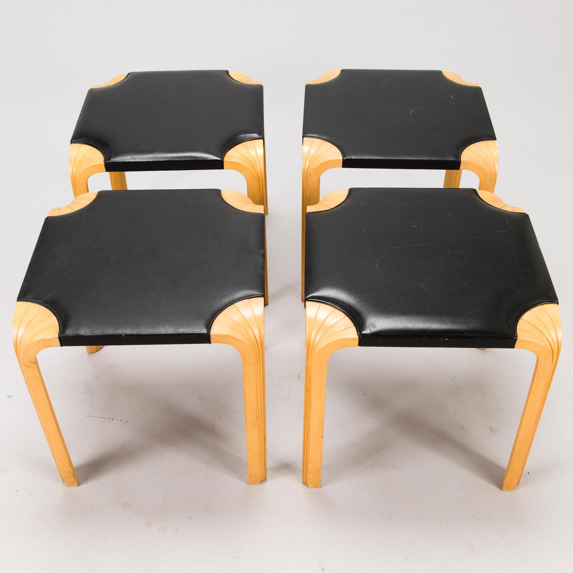 ALVAR AALTO, jakkaroita, 4 kpl, malli X602, Artek 1970-luku.
