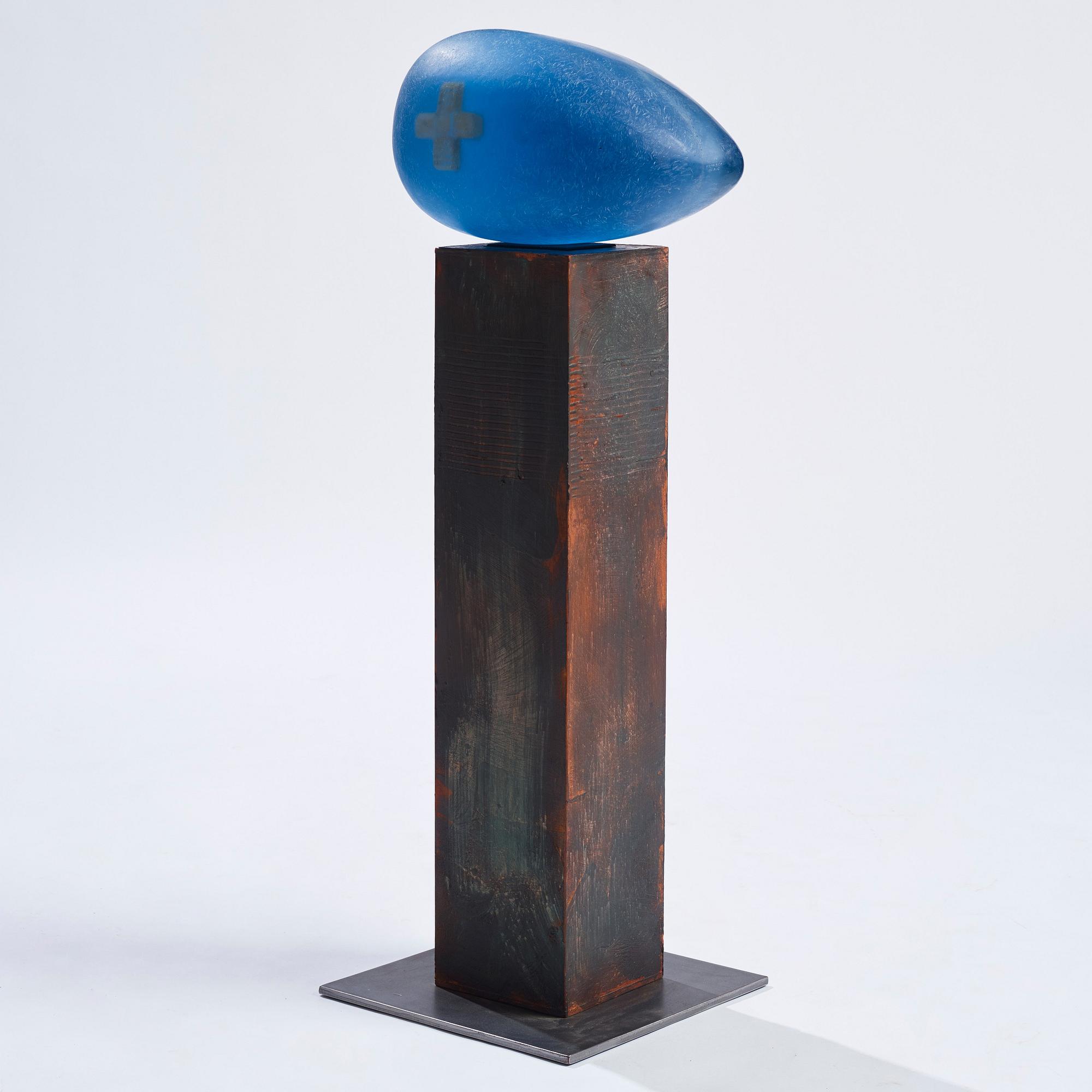 Bertil Vallien, a unique sand cast glass sculpture, 'Resting head', Kosta Boda, Sweden.