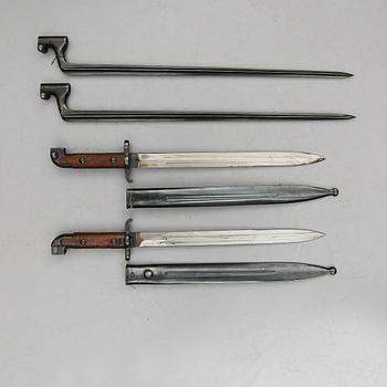 BAJONETTER, 2 par, 1800-/1900-tal.