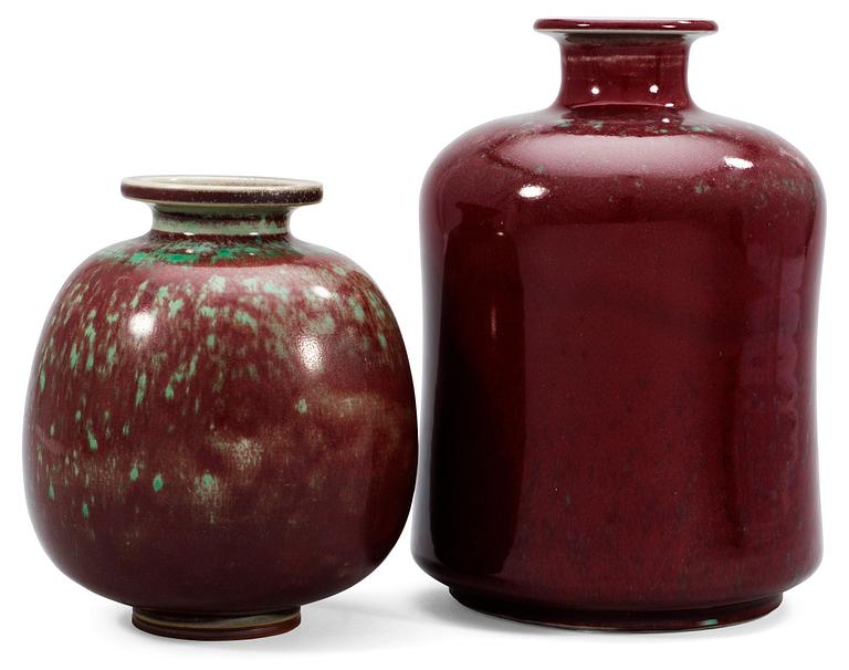 Two Berndt Friberg stoneware vases, Gustavsberg studio 1960 and 1971.
