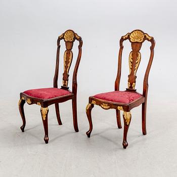 A pair of Louis XV style chairs early 1900.