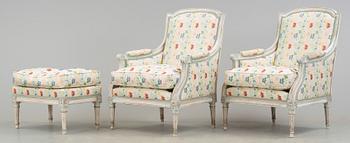 BERGERER, ett par, samt PALL, Louis XVI-stil, 1800/1900-tal.