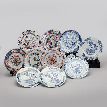 Tallrikar 10 st olika Kina Qianlong (1736-95) porslin.